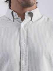 Oxford Stripes Green Full Sleeve Shirt