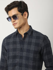 Navy Windowpane Checks Shirt