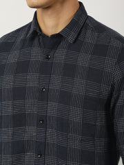 Navy Windowpane Checks Shirt