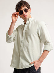 Oxford Stripes Pista Green Full Sleeve Shirt
