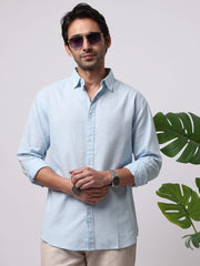 Cotton Linen Sky Blue Full Sleeve Shirt