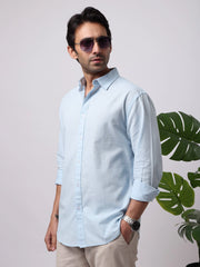 Cotton Linen Sky Blue Full Sleeve Shirt