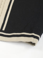 Black & Biscuit Proxy Cable Flat-Knit Half-Sleeve Polo Shirt