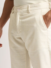 Elastic Linen Beige Trouser