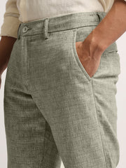 Elastic Linen Olive Trouser