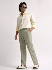 Elastic Linen Olive Trouser