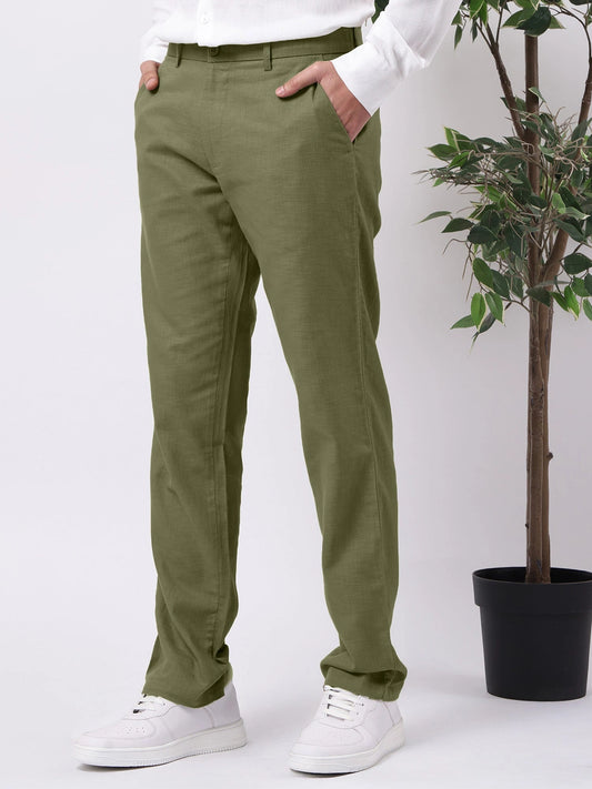 Madrad Linen Blend Olive Trouser