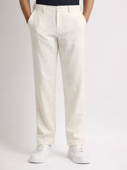 Elastic Linen White Trouser