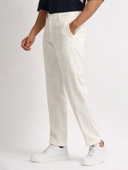 Elastic Linen White Trouser