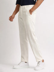 Elastic Linen White Trouser