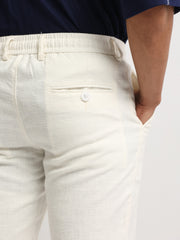 Elastic Linen White Trouser