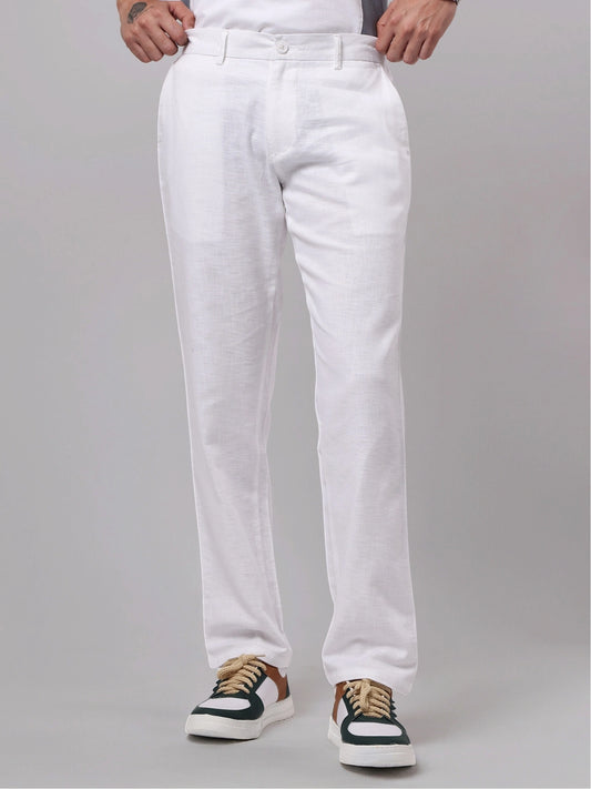 Madrad Linen Blend White Trouser