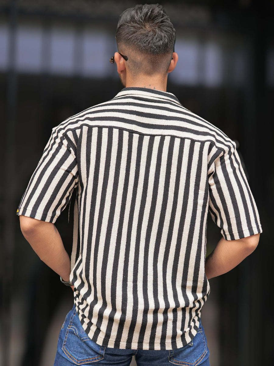 Waffle Stripe Black & Leaf Lavender Shirt Pack of 2