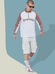 Impulsive Raglan White Polo Full Sleeve Sweatshirt