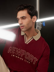 Newport Burgundy Oversized Full Sleeve Polo T-Shirt