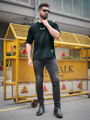 Acid Spray Navy Half Sleeve T-Shirt