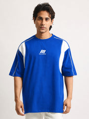 CutPanel Stich Royal Blue Half Sleeve T-Shirt