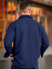 Double Pocket Navy Full Sleeve Shacket