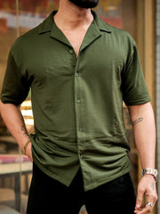 Elliot Knit Olive Lycra Half Sleeve Shirt
