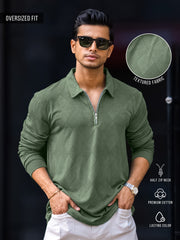 Rhombus Hunter Green Full Sleeve Polo T-Shirt