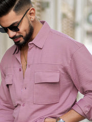 Elliot Cargo Knit Pink Lycra Full Sleeve Shirt