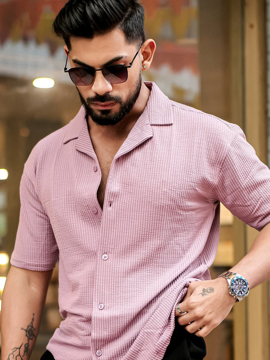 Elliot Knit Pink Lycra Half Sleeve Shirt