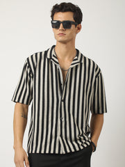 Waffle Flatknit Cotton Silver Grey Half Sleeve Shirt