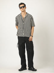 Waffle Flatknit Cotton Silver Grey Half Sleeve Shirt