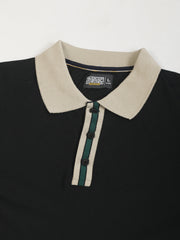 Collar Contrast Black Half Sleeve Polo T-Shirt