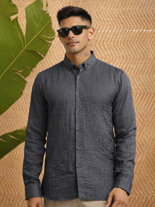 Super Twill Grey Full Sleeve Shirt