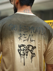 Spray Print Biscuit Half Sleeve T-Shirt