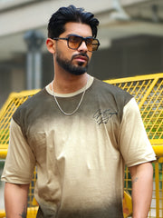 Spray Print Biscuit Half Sleeve T-Shirt