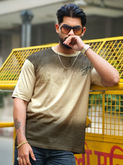 Spray Print Biscuit Half Sleeve T-Shirt