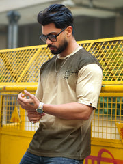 Spray Print Biscuit Half Sleeve T-Shirt