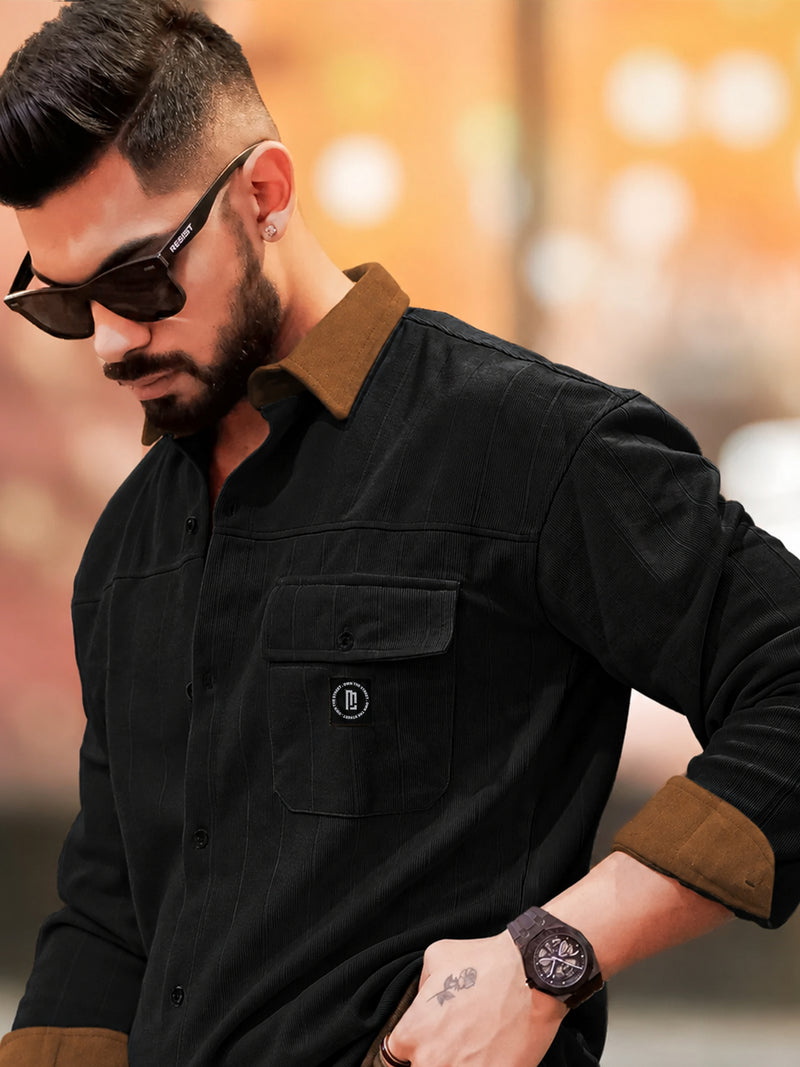 Brooklyn Knit Black Full Sleeve Shirt