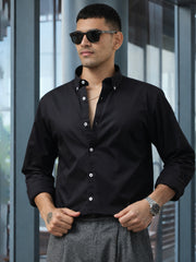 Soft Twill Black Full Sleeve Shirt