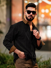 Brooklyn Knit Black Full Sleeve Shirt