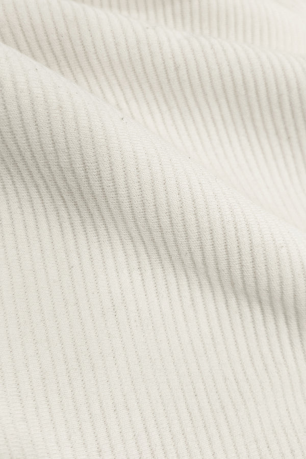 Cord Knit Textured Double Pocket Cream White Shirt