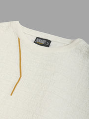 Linear Ripple White FlatKnit Half Sleeve T-Shirt