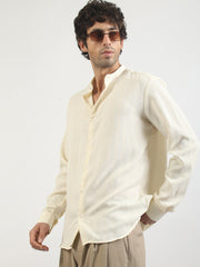 Self Jacquard Cream Full Sleeve Shirt