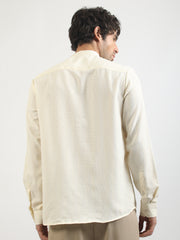 Self Jacquard Cream Full Sleeve Shirt