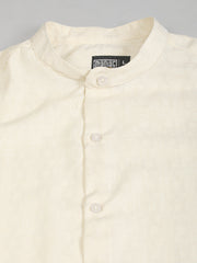 Self Jacquard Cream Full Sleeve Shirt