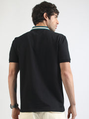 DualTone Black Half Sleeve Polo T-Shirt