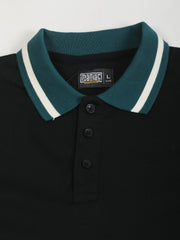 DualTone Black Half Sleeve Polo T-Shirt