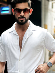 Elliot Knit White Lycra Half Sleeve Shirt