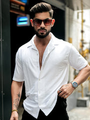Elliot Knit White Lycra Half Sleeve Shirt