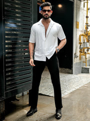 Elliot Knit White Lycra Half Sleeve Shirt