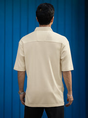Cream Down Pocket Half Sleeve Shirt