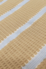 Popcorn Knit Vertical Stripe Beige Half Sleeve Shirt