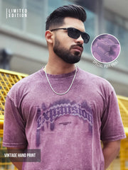 Vintage Acid Wash Purple Half Sleeve T-Shirt